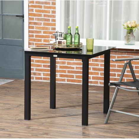 Mesa comedor jardín cuadrada aluminio negro 4 plazas OKMYHOME (1/3)
