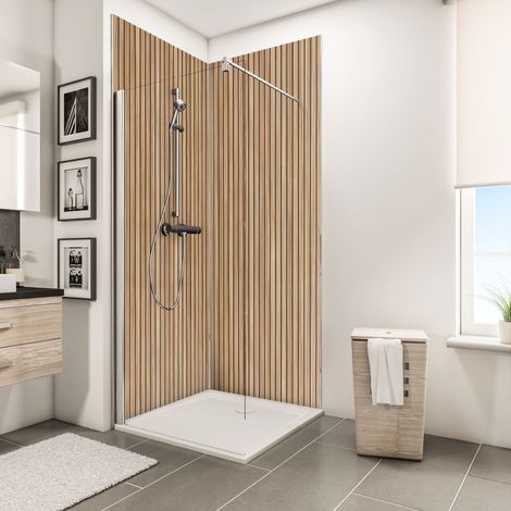Schulte – Lot de 2 panneaux muraux 100 x 210 cm – Composite d'aluminium – Épaisseur 3 mm – Décor japandi vertical – Installation facile avec adhésif
