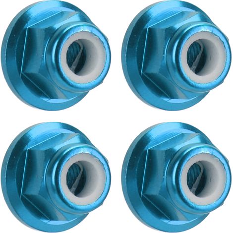 4-teiliges Set M4-Muttern aus Aluminiumlegierung für RC-Cars, 4 mm Innendurchmesser, Zubehör für ferngesteuerte Fahrzeuge im Maßstab 1:10, blau (1/5)