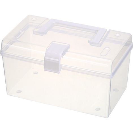 Boîte de rangement transparente organiseur de bureau portatif de grande capacité conteneur multifonctionnel portable avec poignée pour la maison S: 19.5x11x10.5cm/7.7x4.3x4.1in (1/5)