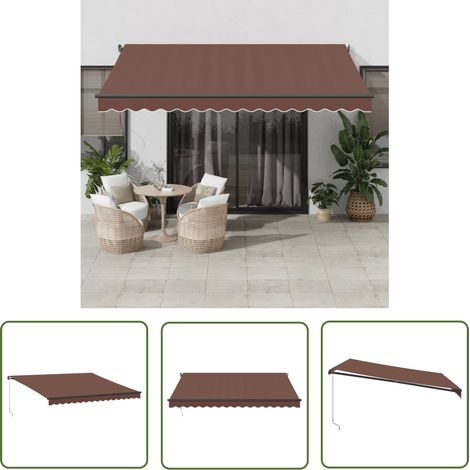 The Living Store Markise Manuell Braun 400x300 cm - Markise - Sonnenschutz - Gartensonnenblende - Terrassenschirm - Outdoor Möbel (1/5)