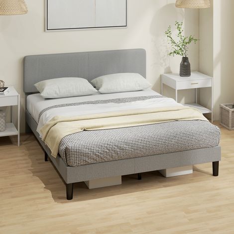 Struttura letto 160 x 200 cm, base a doghe in legno, testiera regolabile, letto matrimoniale rivestito in velluto a coste, grigio (1/5)