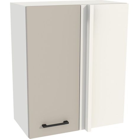 Mueble de cocina esquinero superior 65/72 Capri, frontal blanco, acabado Cashmere Matt. (1/3)