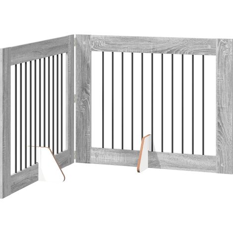Foldable Dog Gate with Stands 2 pcs Grey Sonoma 200.5 cm vidaXL