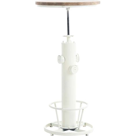 Tavolo alto da bar stile industriale regolabile in altezza 100-123 cm poggiapiedi bianco TAB10022