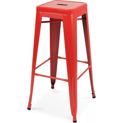 Tabouret de bar en métal rouge mat (1/6)