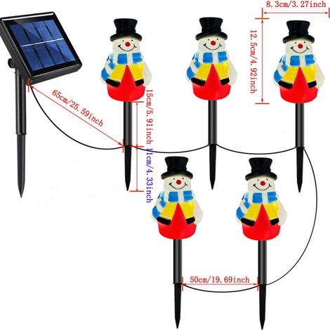 Support pour guirlande lumineuse LED de Noël, décoré d'une écharpe de Noël bleue et blanche et d'un motif de bonhomme de neige. BT-60 (1/5)