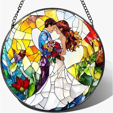 Vitrail décoratif 12.5 cm – Attrape-soleil suspendu pour intérieur, idée cadeau Noël, Fête des Mères (1/4)