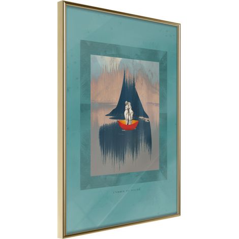Affiche Murale Encadrée "Cupid and Psyche" 21 x 30 cm Or