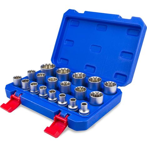 Kit Bussole/Boccole impronta poligonale 19 pezzi 3/8 - 1/2 cromo vanadio