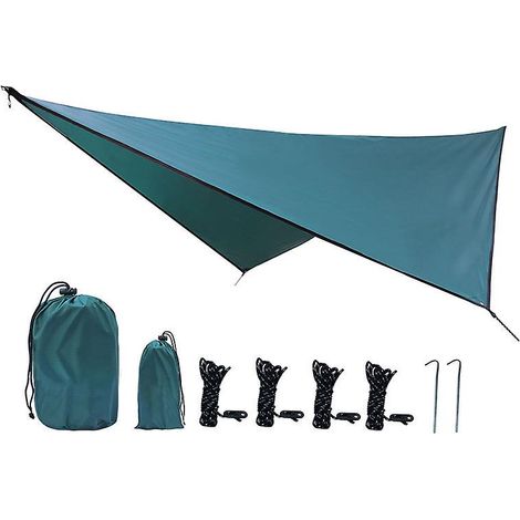Auvent d'extérieur triangulaire équilatéral en tissu Oxford vert foncé sable (1/4)