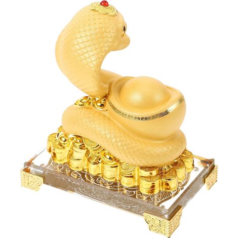 Serpent Symbolisant, de Dorée Chinois Zodiaque Figurine du en Résine Décoration Élégante pour la Prospérité Fortune pour 2025 Bureau et Maison (1/5)