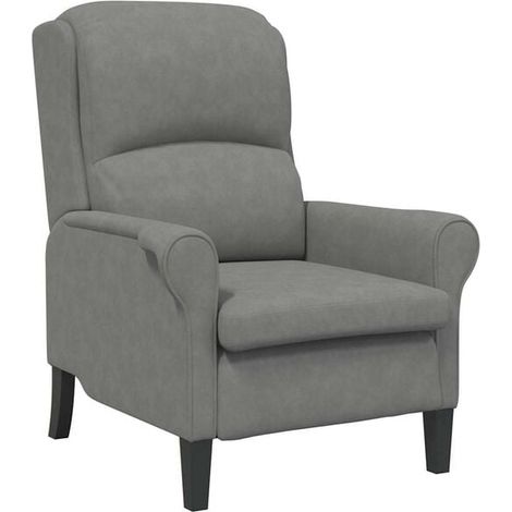 Fauteuil gris foncé, dimensions : 76 x 94 x 102 cm, en microfibre. (1/5)