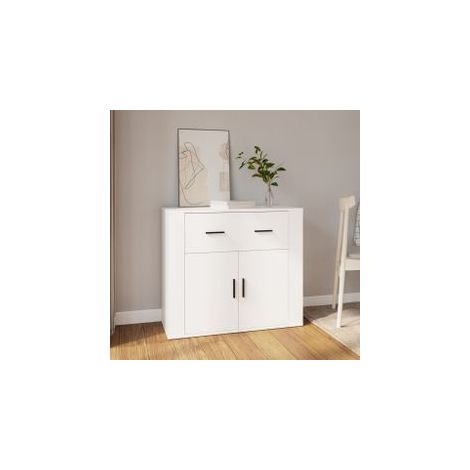 Buffet Blanc 80x33x70 Bois d'ingénierie (1/5)