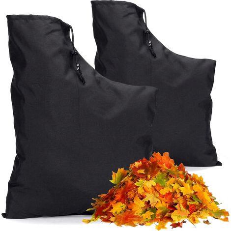 Sac de ramassage de feuilles en deux parties pour aspirateurs-souffleurs, sac universel, sac avec cordon de serrage réglable-noir (1/5)