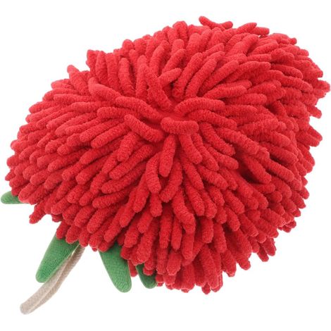 Serviette en chenille rouge forme de fraise , douce et absorbante , avec boucle suspension , idéale