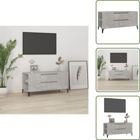 Meuble TV Gris béton 102x44,5x50 cm Bois d'ingénierie - Meubles Tv - Meuble Tv Gris - Meuble Tv Industriel - Meuble Tv Rangement - Support Tv