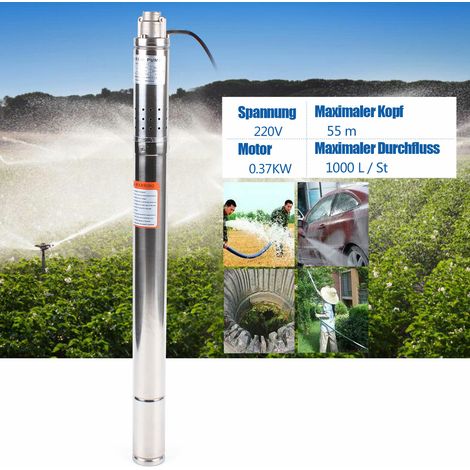 2 Zoll Tiefbrunnenpumpe Rohrpumpe Brunnenpumpe Sandverträglich Gartenpumpe Tauch