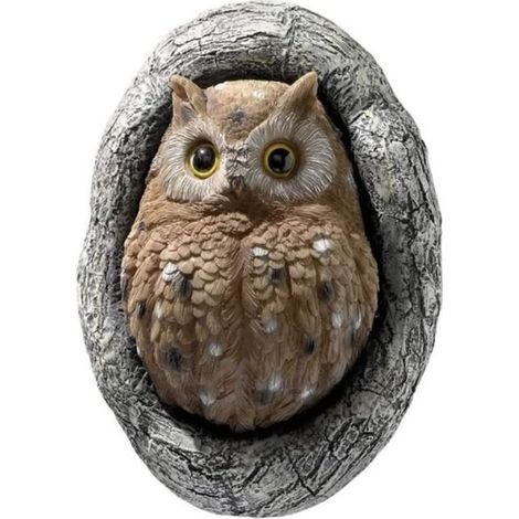 1 pièce Statue Hibou Arbre Résine, Décoration Extérieure Jardin, Visage d'Arbre Ornemental, Idéal pour Cour, Balcon et Parc