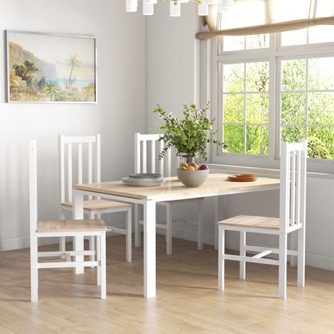 Lot de 4 chaises de cuisine, chaises de salle à manger, chaises, bois massif, design moderne, 38,5 cm x 47,5 cm x 99 cm, naturel (1/5)