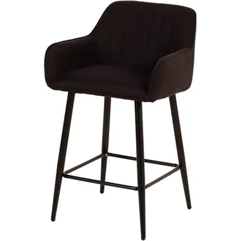 Tabouret de bar avec accoudoirs tissu noir (1/5)