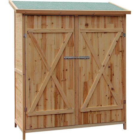 Wiltec Armadio da giardino XXL in legno 1380 x 655 x 1600 mm Capanno degli attrezzi per esterno (1/5)