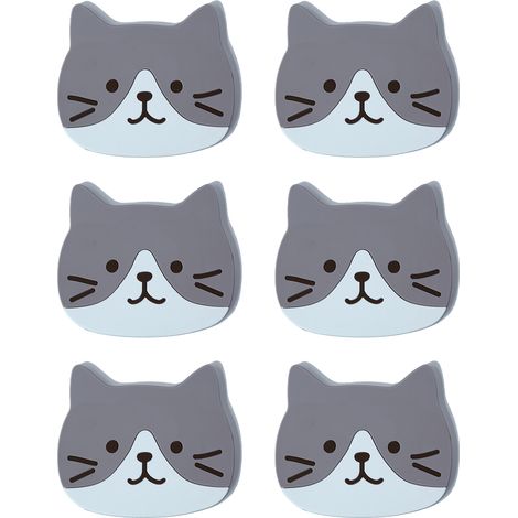 Sous-verre Chat - En Silicone Souple et Isolant - Résistant à la Chaleur Jusqu'à 250 °C - Pour Tasses et Mugs - Lot de 6 (1/5)