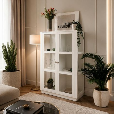 Armoire vitrée blanche 2 portes RAVEN (1/5)