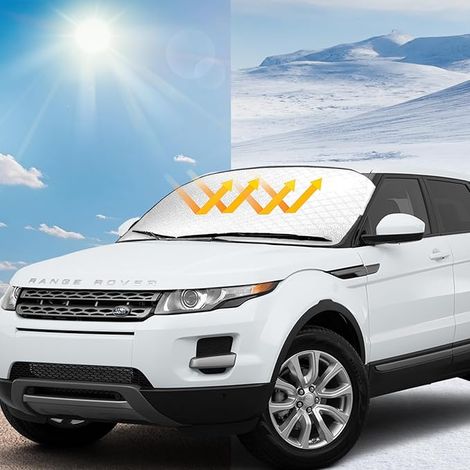 APEX Pare Soleil Voiture, Couverture Pare-Brise  2 en 1, Anti-UV et Anti-Givre, Protection Contre Soleil Neige Givre Chaleur, Pliable (1/5)