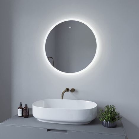 Miroir de Salle de Bain LED avec éclairage Rond 60 x 60 x 2,5 cm - Capteur Infrarouge - Commande gestuelle - Blanc Froid 6400 K - Intensité Variable - Design Fin (1/5)
