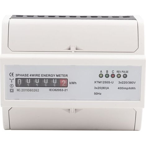 Dreiphasiger 4-Leiter Digitaler Stromzähler DINRail 20 (80) A Elektronischer kWh-Zähler (1/4)