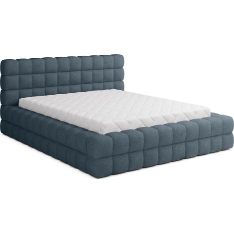 Lit avec coffre de rangement Kaizer prestige – Revêtement tissu capitonné-Bleu turquin-180x200 (1/5)