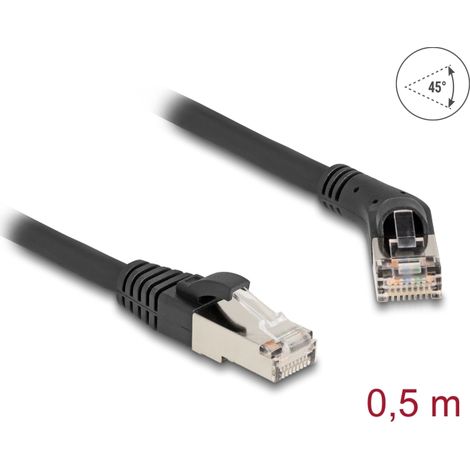 Delock Cable de red RJ45 Cat.6A S/FTP macho 45Â° en Ã¡ngulo recto a macho recto 0,5 m negro