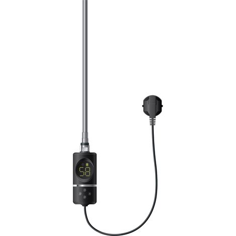 LuxeBath Heizstab 600W Schwarz mit Thermostat und Digitalanzeige, Elektronischer Temperaturregler und Timer-Funktion, Heizpatrone Heizelemente für Badheizkörper Heizungen, Elektroheizstab mit Stecker