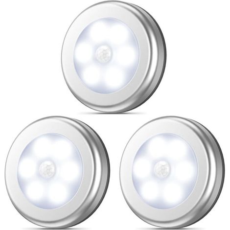 Bewegungsmelder, kabelloses LED-Nachtlicht, überall anbringbar, Schrankleuchte, Treppenhausleuchte, Wasserhahnleuchte, Sicherheitsleuchte für Flur, Küche (Weiß - Crezuo Pack)