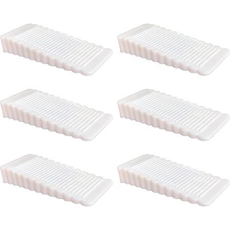 LaBlanc - 6 cuñas de goma suave antideslizantes blancas para puerta, altura ajustable, para azulejos, suelos, hormigón, cemento y alfombras. (1/5)