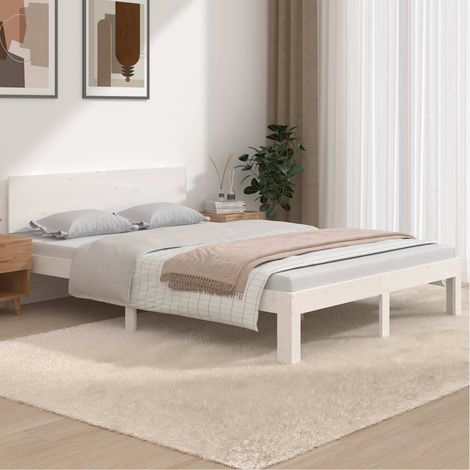 Estructura de cama doble sin colchón blanco 150x200 cm (1/5)
