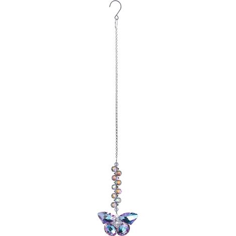 Papillon En Verre - Décoration Fenêtre Porte Porche - Ornement Accroche - Cadeau Femme - Rose Violet - 1 Pièce (1/5)