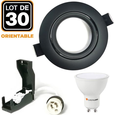 30 Spots encastrables orientables Noir Matt avec GU10 LED de 7W