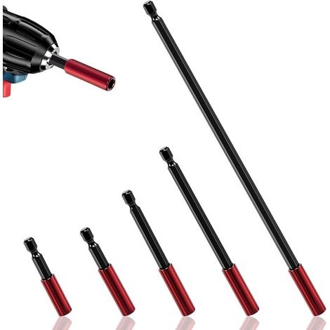 Porte-embouts magnétique - Jeu de 5 rallonges - Mandrin hexagonal magnétique pour perceuse - Porte-embouts de tournevis extensible (50/60/100/150/300 mm) - Pour tournevis, visseuse à percussion, perce (1/5)