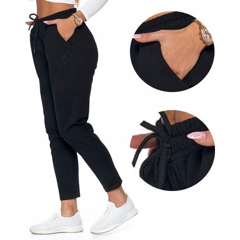 Pantalones deportivos clásicos holgados para mujer Moraj, talla L, color negro. (1/5)