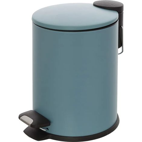 Pattumiera bagno in acciaio turchese cobalto con pedale e coperchio slim 3 lt