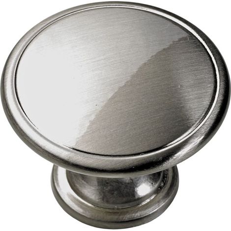 Hettich Möbelknopf Zinkdruckguss Edelstahl-Optik Ø 45 mm - 1 Stück Möbelgriff