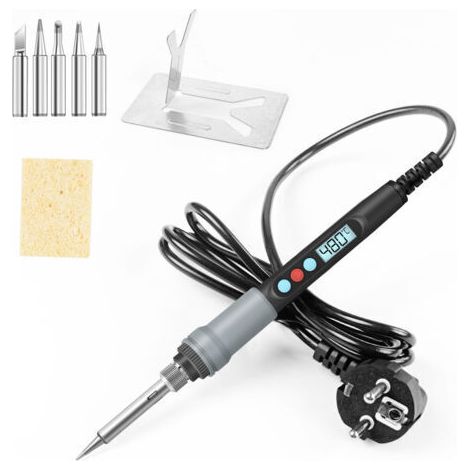 Fer à Souder 90w Kit de Soudure Température Réglable 200℃480℃ Visible Fer a Souder Électrique avec l'Interrupteur ON/OFF, 5 Pointes de Rechange pour Réparation Soudage Brasage Quotidiens (1/5)