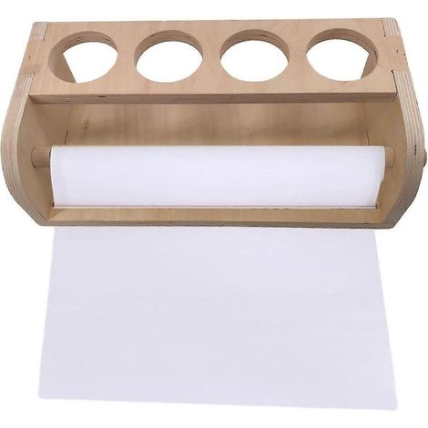 Distributeur de rouleaux de papier à dessin en bois - Support grande capacité pour table à dessin d'enfants (1/5)