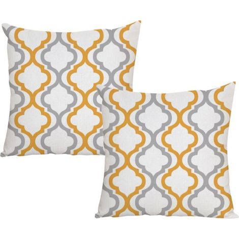 Fodere per cuscini 45 x 45 cm - JINFGERNE - Set di 2 con ricamo in seta e perline, stile geometrico Art Déco, ideali per divano e decorazione d'interni (1/5)