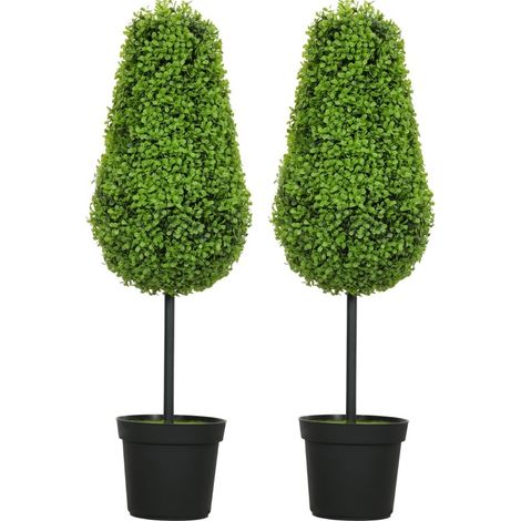 Set di 2 piante artificiali di bosso 90 cm in vaso, verde, HOMVRA (1/5)