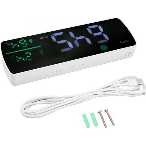 Détecteur de CO2 haute précision avec capteur infrarouge, batterie 2000mAh, mesure température et humidité, écran lisible pour la maison (1/5)