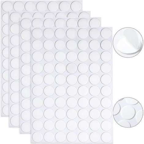 10 feuilles de ruban adhésif double face de 20 mm, autocollantes rondes amovibles, pâte adhésive transparente (1/5)