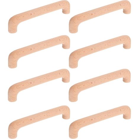 Poignées de Porte en Bois Design Simple et Rustique Lot de 8 Matériau Bois Solide, Poignée de Remplacement Sûre pour Tiroirs et Armoires pour Maison et Hôtel (1/5)
